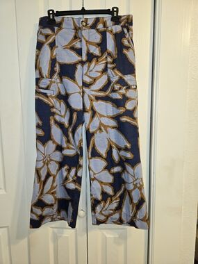 Democracy AB Navy & Tan Floral Wide Leg Pants